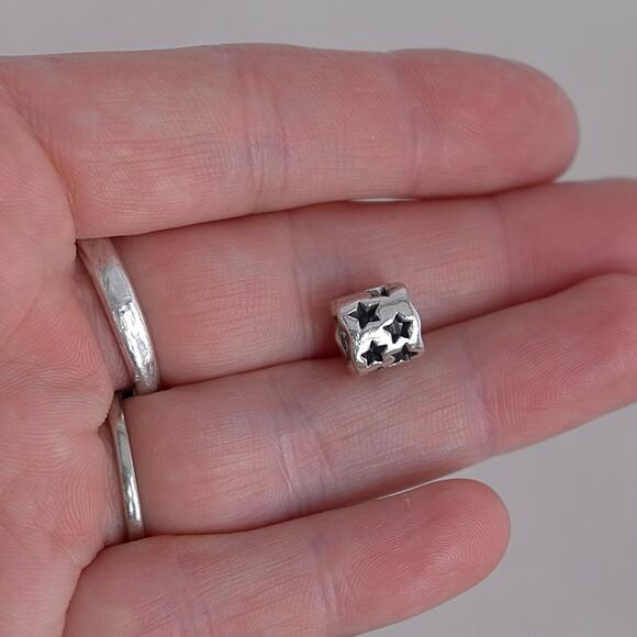 Pandora Star Barrel Spacer Bead Seeing Stars 790348 Authentic Marked Sterling - Picture 4 of 5